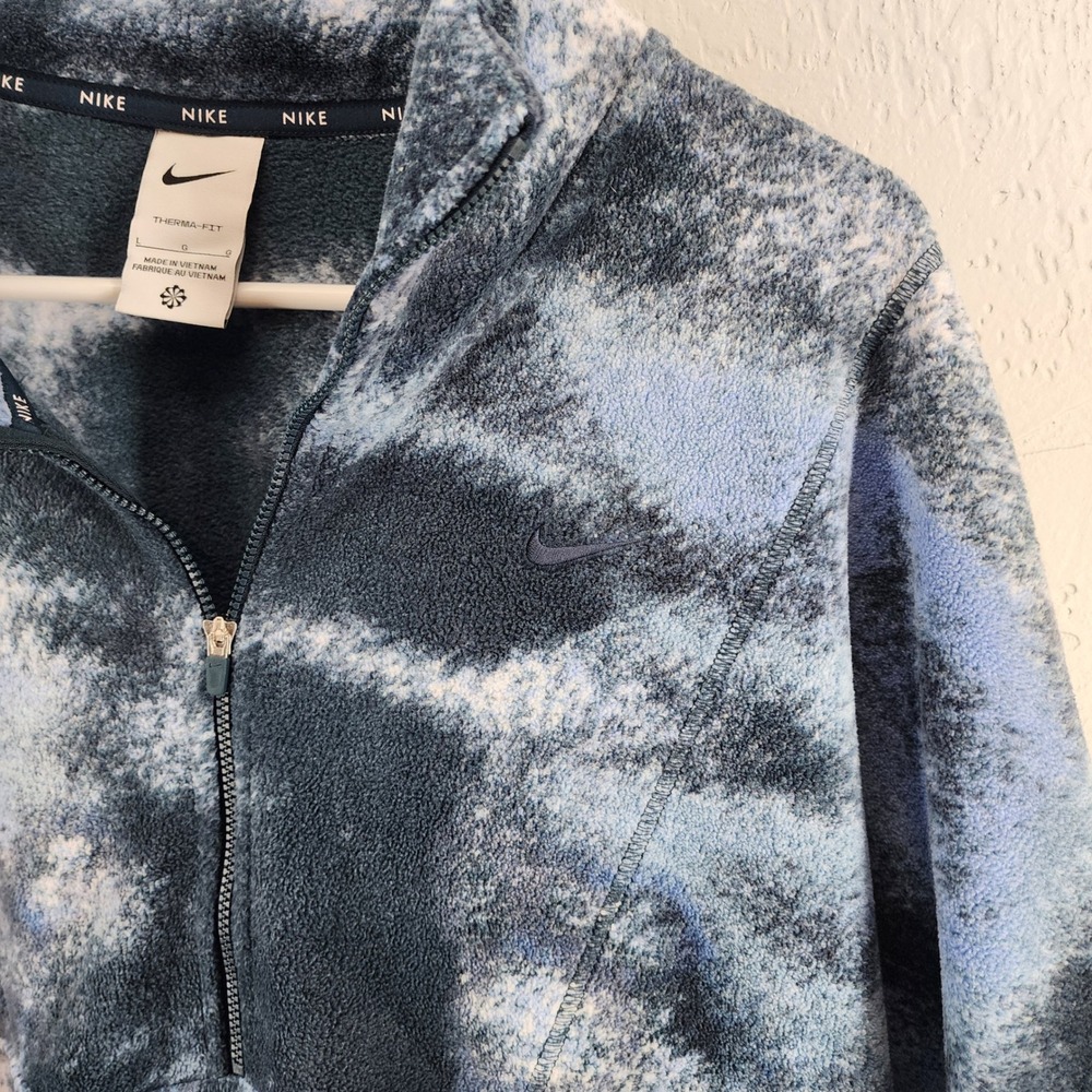 Nike Large | Therma-FIT Fleece Quarter Zip Pullover Blue Tie Dye Sweatshirt - Picture 2 of 5